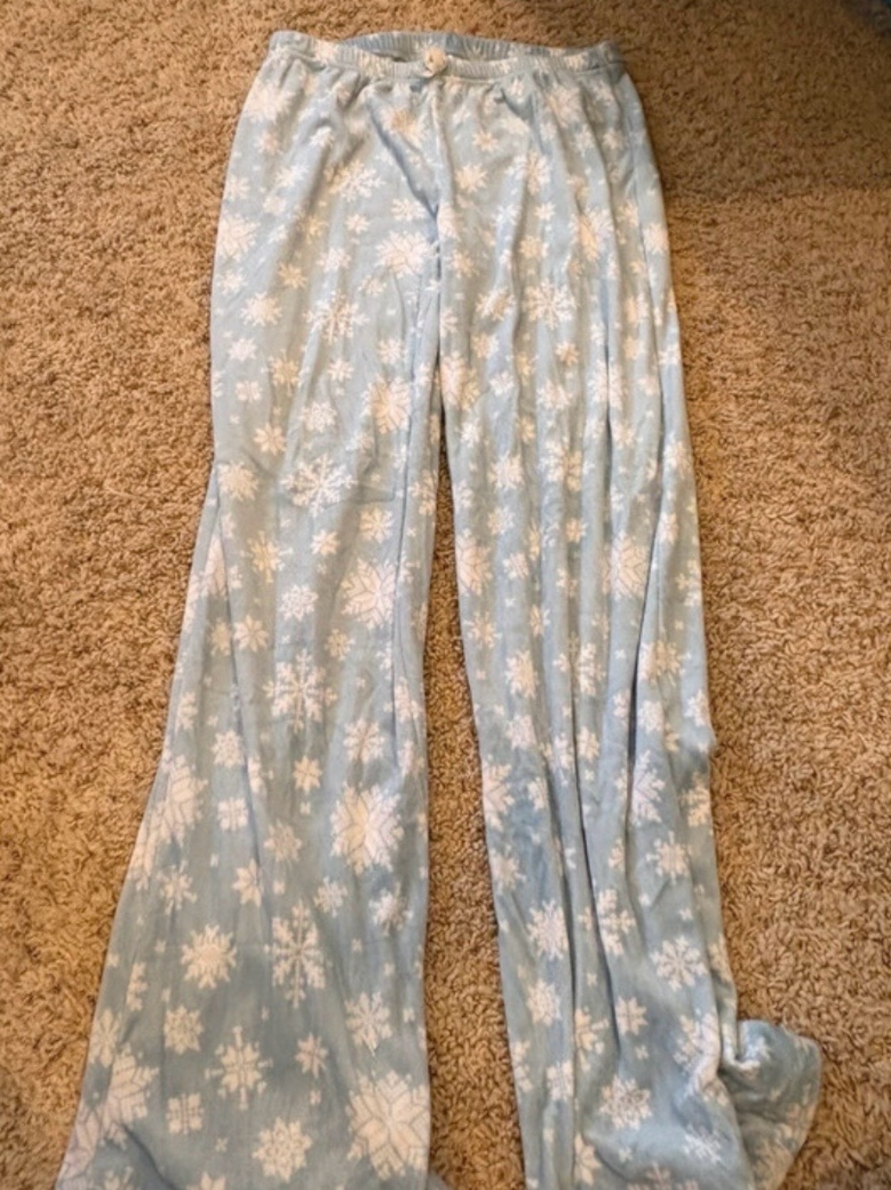 Light Blue Snowflake Wide Leg pajamas pants
